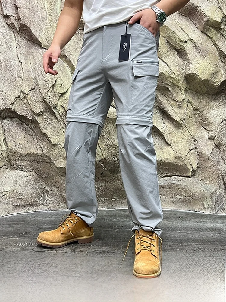 

Мужская рабочая одежда со съемными штанинами, повседневные брюки, дышащие, Qui Dry, водонепроницаемые, весна-лето, Новое поступление, прямые брюки на молнии Fly