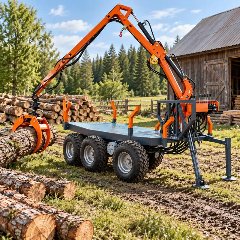 Professional Log Carrier Trailer Customized with Smooth Grapple Rotation Forest Log Loader for Timber Yard Work