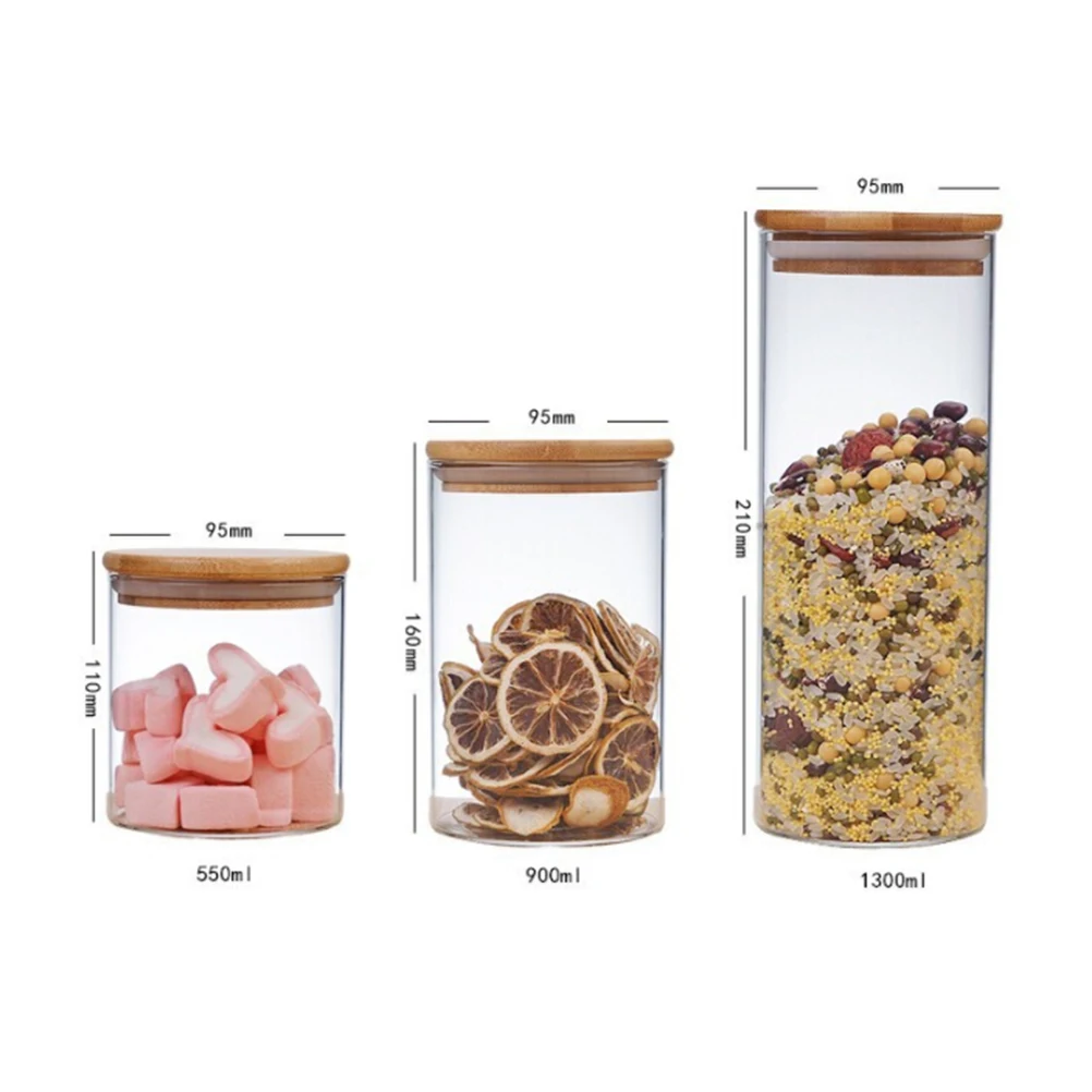 

Glass Storage Jars Sealed Canisters High Borosilicate Food Containers Airtight Lid Silicone Ring Storage