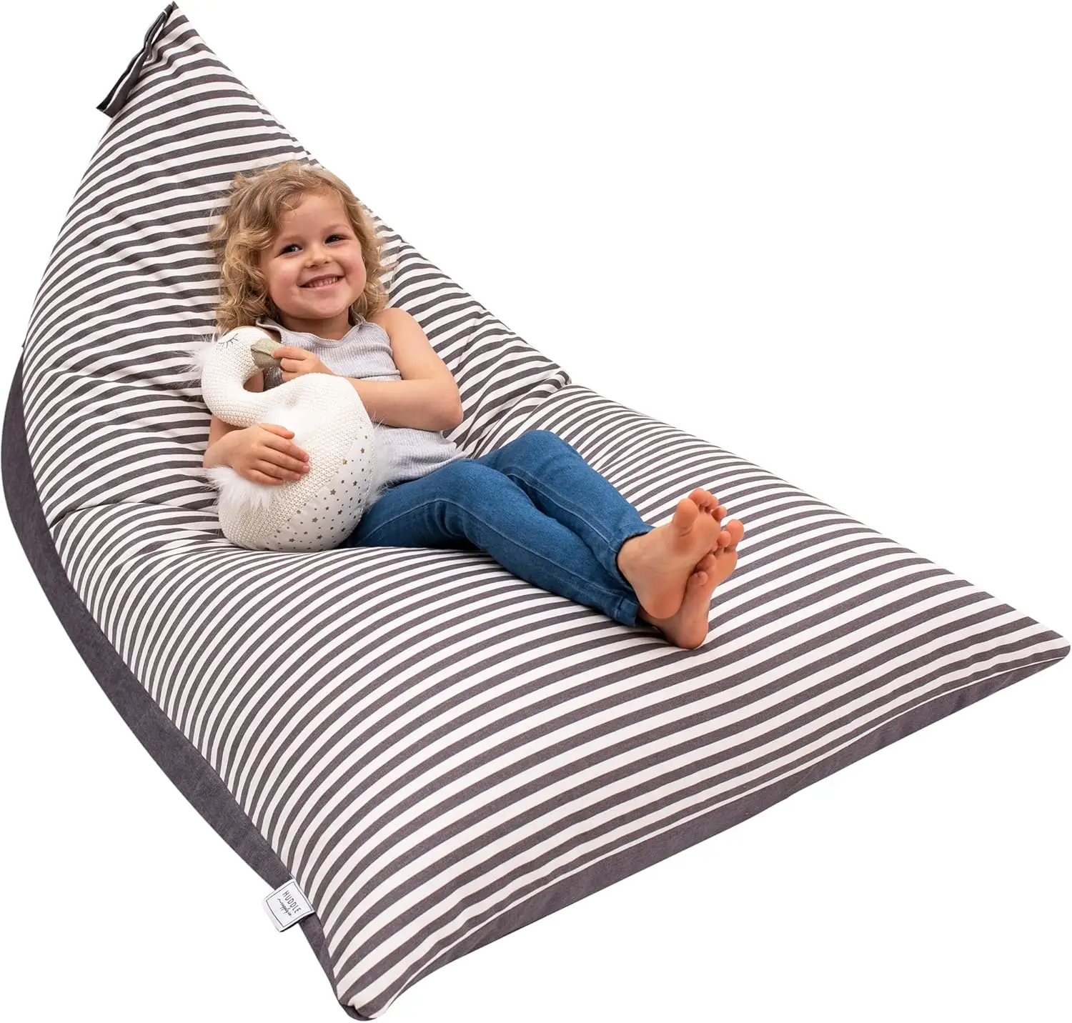 

Чехол для детского кресла-мешка XL из моющегося хлопкового холста, для хранения мягких игрушек, вмещает более 100 игрушек, серый