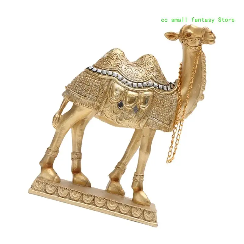 R3MA Standing Camels Sculpture with Saddles Blanket, Resin Desert Animal Figure for Bookshelfs Decoration