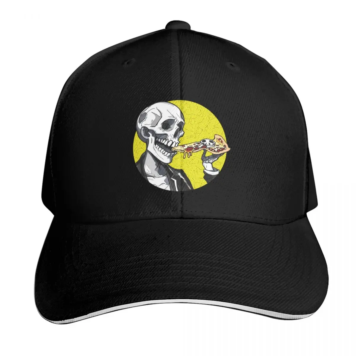 Skull Eating A Pizza Baseball Cap Unisex for Men Women Outdoor Golf Running Hiking Summer Beach Travel