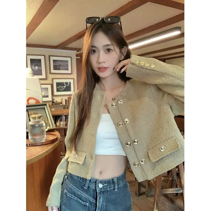 2024 Autumn New Lamb Short Jacket Fashion Stand Collar Zipper Long Sleeved Solid Loose Coat Chic Lady Warm Street Outerwear Z482