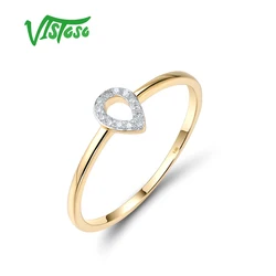 VISTOSO Reale 14K 585 Oro Giallo Anello Semplice Per Le Donne Diamante Scintillante Delicato Matrimonio di Fidanzamento Chic Gioielleria Raffinata