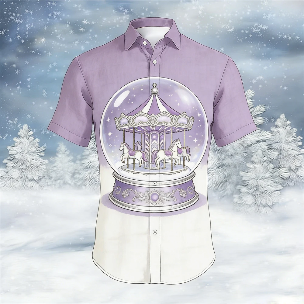 

Мужская льняная рубашка с рождественским метеоритным кристаллом и 3D принтом, с коротким рукавом, гавайская повседневная уличная одежда для отдыха, топы для мужчин для вас