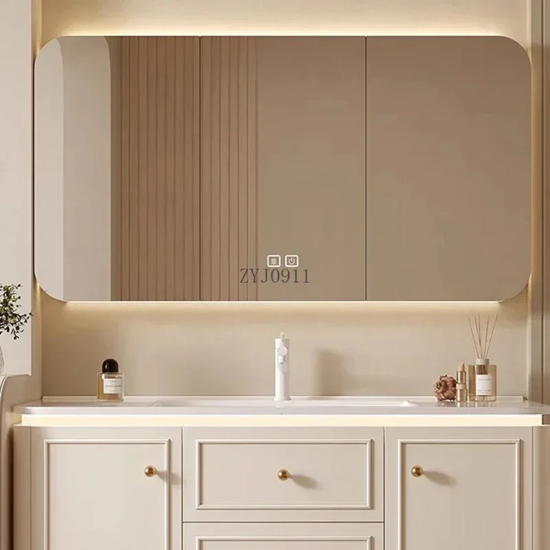 Multifunktions-Wohnmöbel, Badezimmerwaschbecken, Spiegel, platzsparender Schrank, Aufbewahrungssäule, geschlossene Toilette, luxuriöses Handtuch, vielseitig einsetzbar