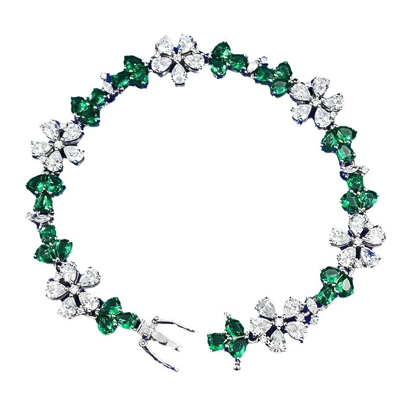 

New S925 Silver Garden Flower Bracelet for Women's Daily Small Clear Versatile Style