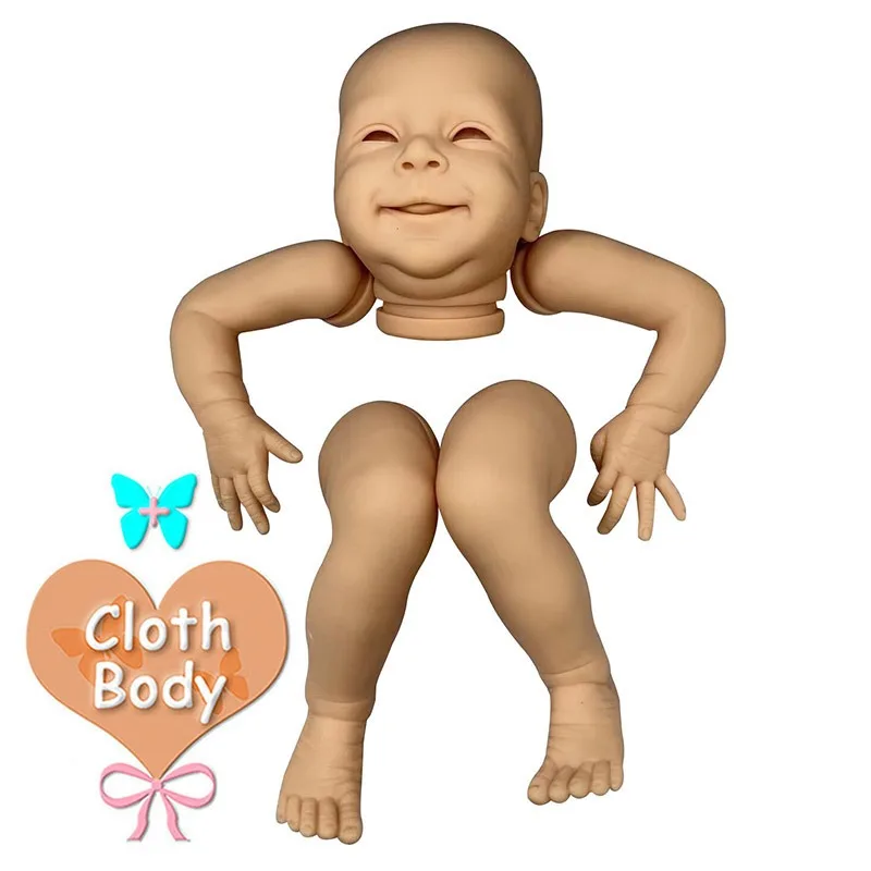 18Inches Reborn Doll Kit Limited Edition Sebastian Unpainted Newborn Baby Doll Parts with Cloth Body and Eyes Kit Bebe Reborn