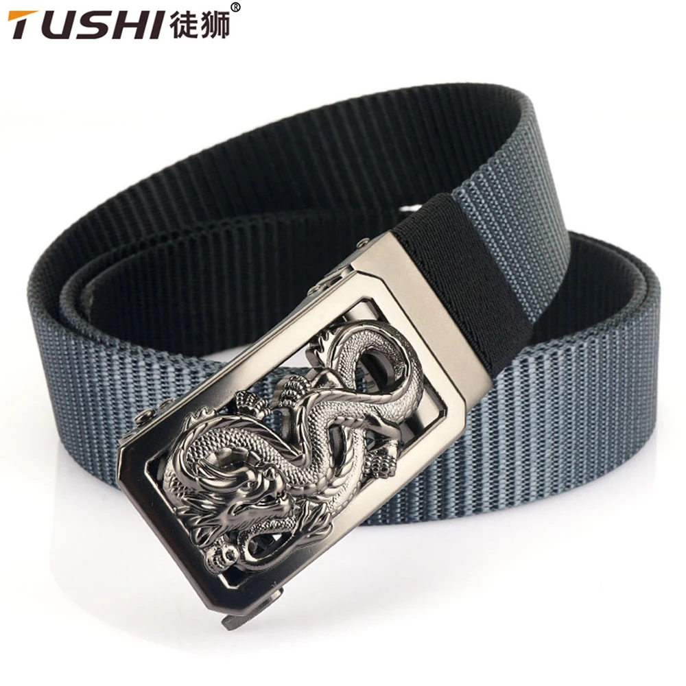 

TUSHI Nylon Automatic Buckle Belt Outdoor Tooling Jeans Solid Color Canvas Waistband High Quality Casual Tactical Belt for Men