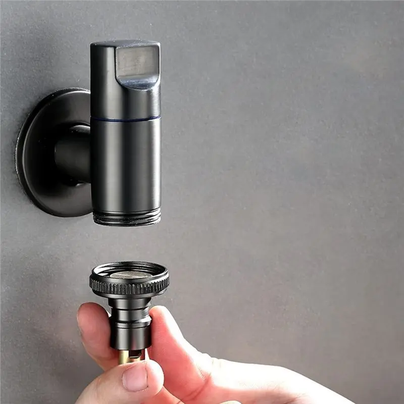 DT17 Automatic Water Stop Valve Universal All-Copper Washing Machine Faucet 4/6 Points Grey
