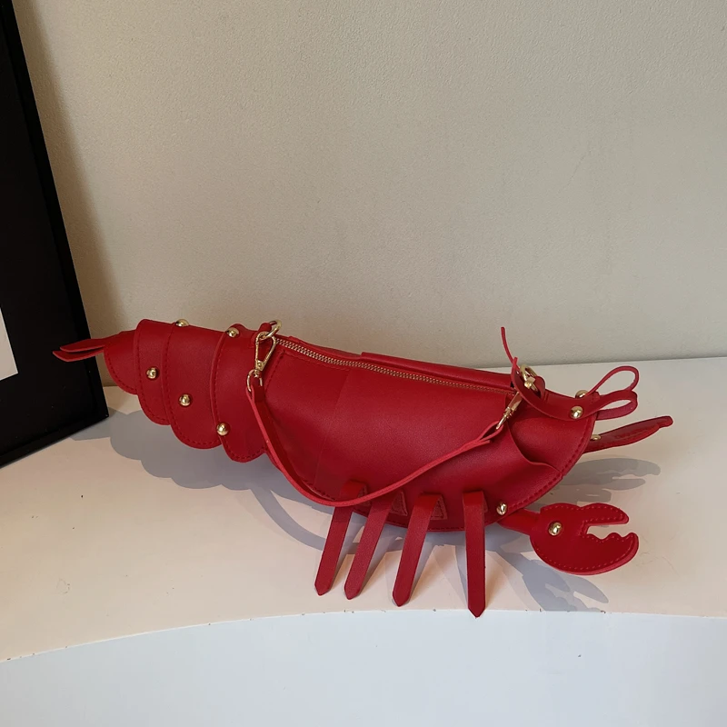 Bolsos cruzados con cremallera de PU para ir al trabajo, forma de langosta, nicho 2025, bolsos de alta calidad para mujer, bolsos de hombro a la moda con remaches de Color sólido
