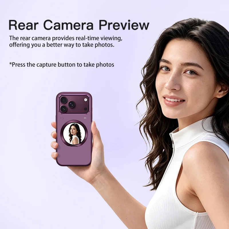 Dynamic Display Smart Phone Case for iPhone 18 17 Pro Max Customizable Photos Videos Touch Window on Back Magsafe Magnetic Cover