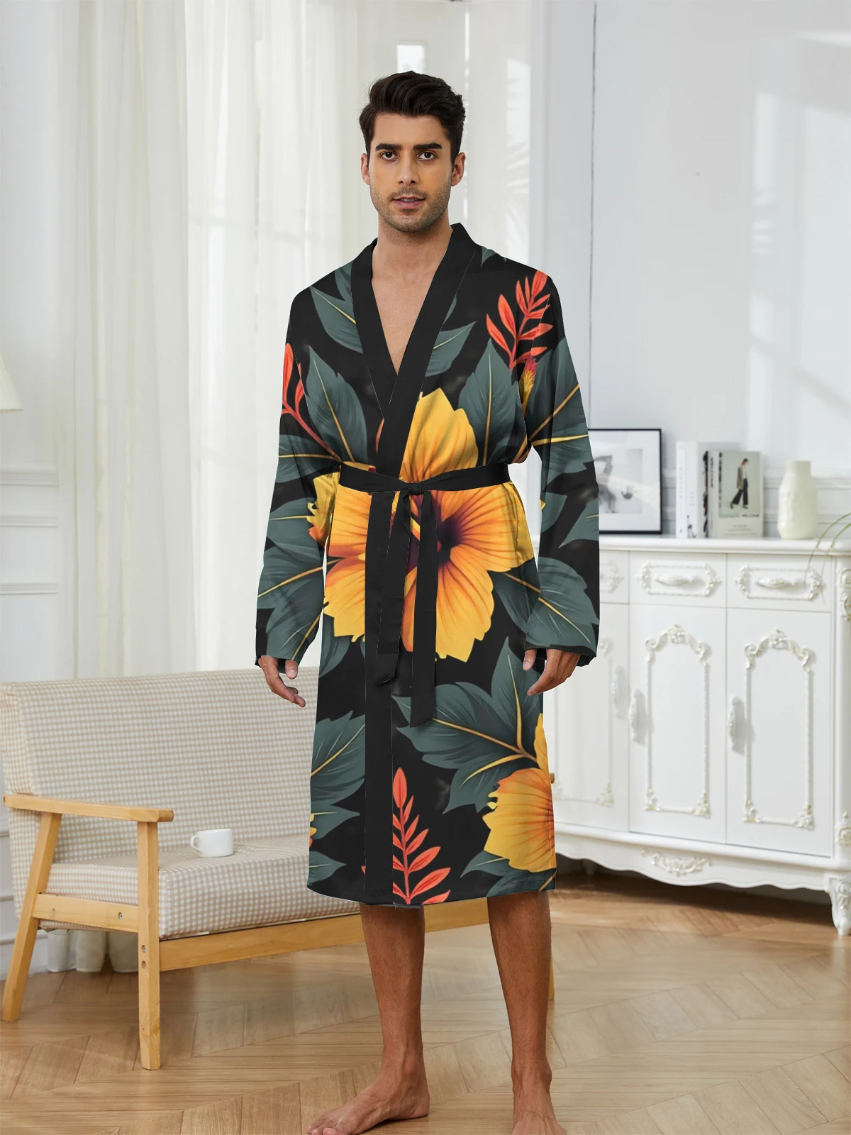 1pcs Men's Robes 2026 Spring/Summer Shower robe Bathrobe men Breathable 3D Printed Bathrobe Funny pajamas Graphic Sleepwear