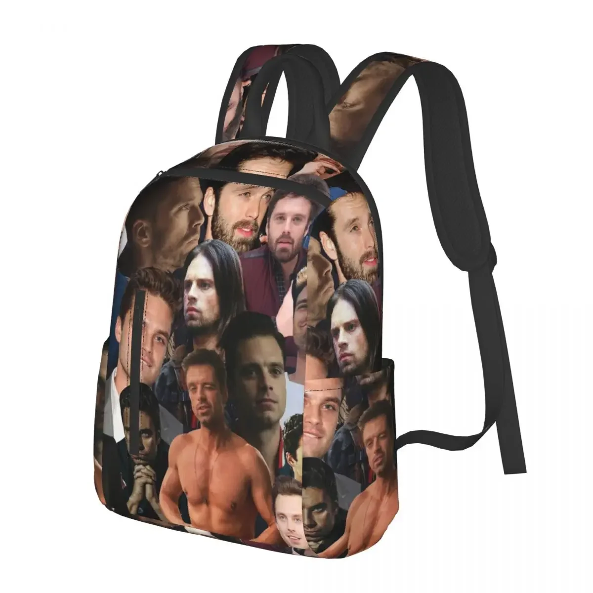 Sebastian Stan Photo Collage Student Backpack School Bag Hiking Travel Daypack for Men Women Bookbag Shoulder Bags