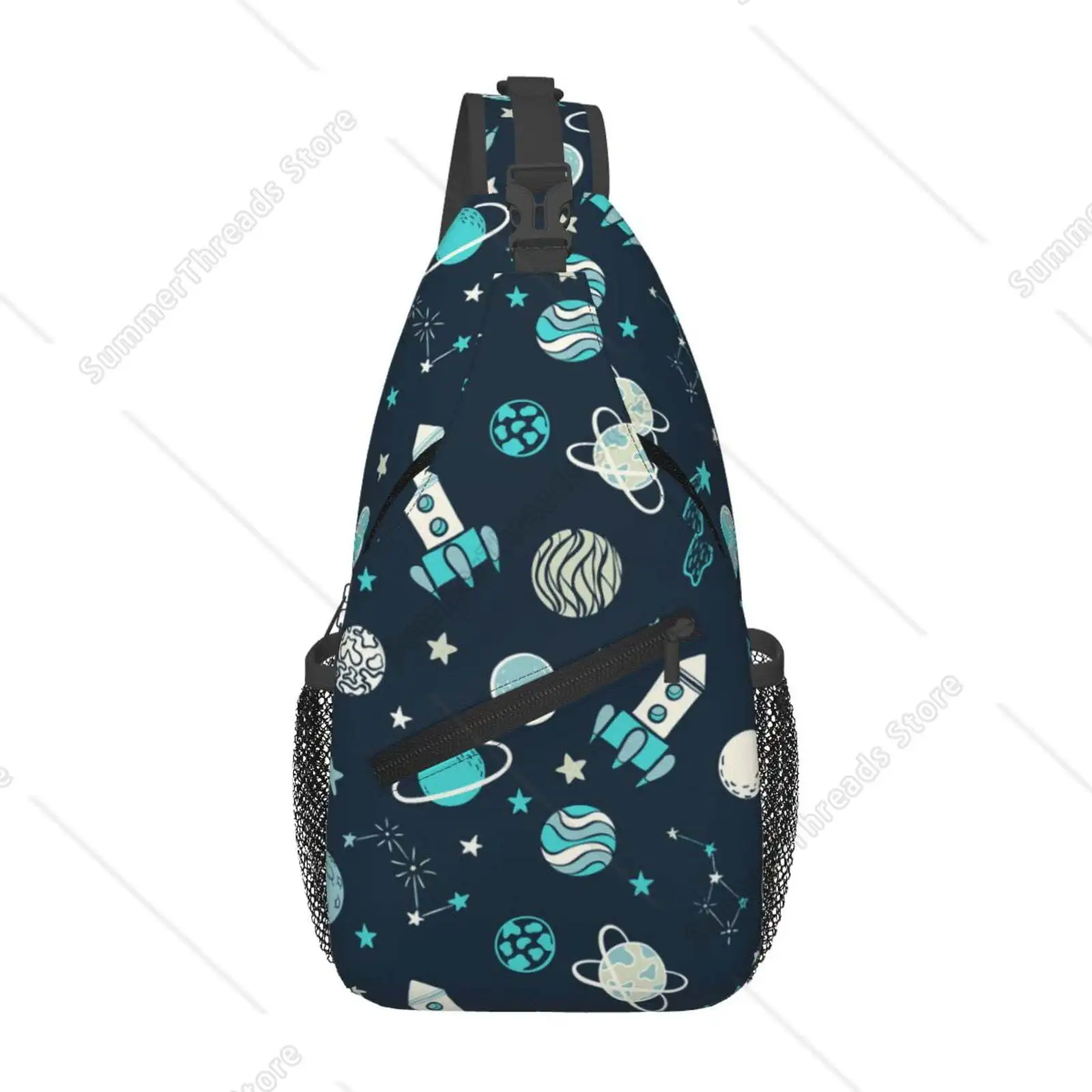 

Детская сумка-слинг с космическими элементами, нагрудный рюкзак через плечо для женщин и мужчин, повседневный регулируемый рюкзак на плечо для пеших прогулок, путешествий