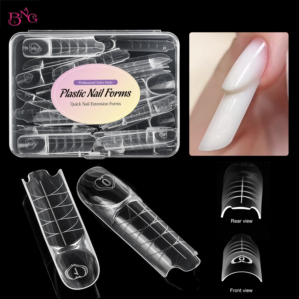 

BNG 30/75Pcs Space Nails Dual Form Long Square Nail Mold for Builder Gel Nail Extensions Art Design Salon DIY at Home