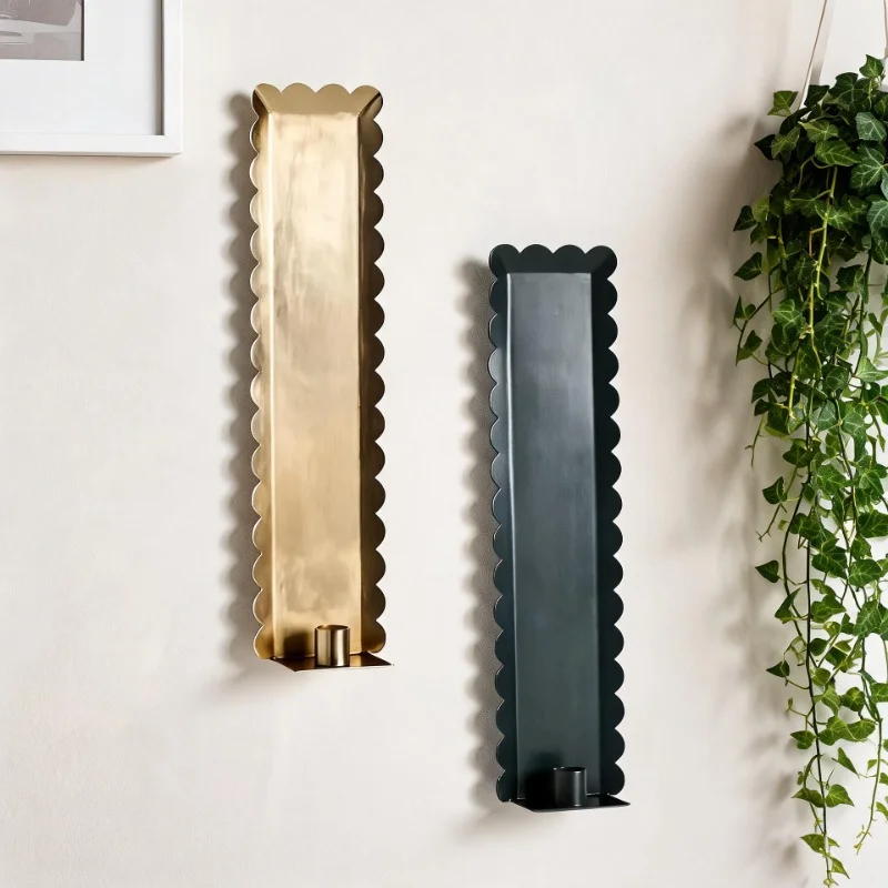 Wall-mounted Candle Holders Long Stick Candlestick Metal Vintage Simple Candle Holders Living Room Art Decor Home Decoration