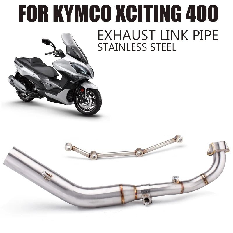

Slip on for kymco xciting 400i s400 motorcycle exhaust system modified scooter stainless steel front link pipe with bracket