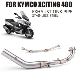 Slip on for kymco xciting 400i s400 motorcycle exhaust system modified scooter stainless steel front link pipe with bracket
