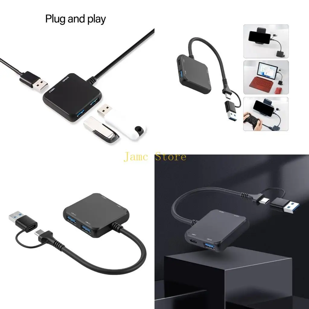 LX0B USB SPLITTER CABLE ADAPTER USB C/USB ذكر إلى 2xUSB2.0+1XUSB3.0+1XTYPE C كابل #1