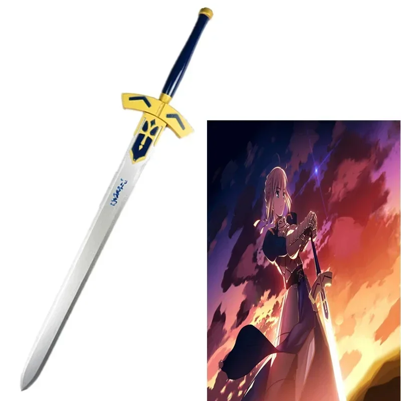 [Lucu] 114Cm Cosplay Fate Stay Night Saber Arthur Pendragon Hitam Putih Pedang Excalibur Senjata Pedang Kayu Pesta Kostum Anime