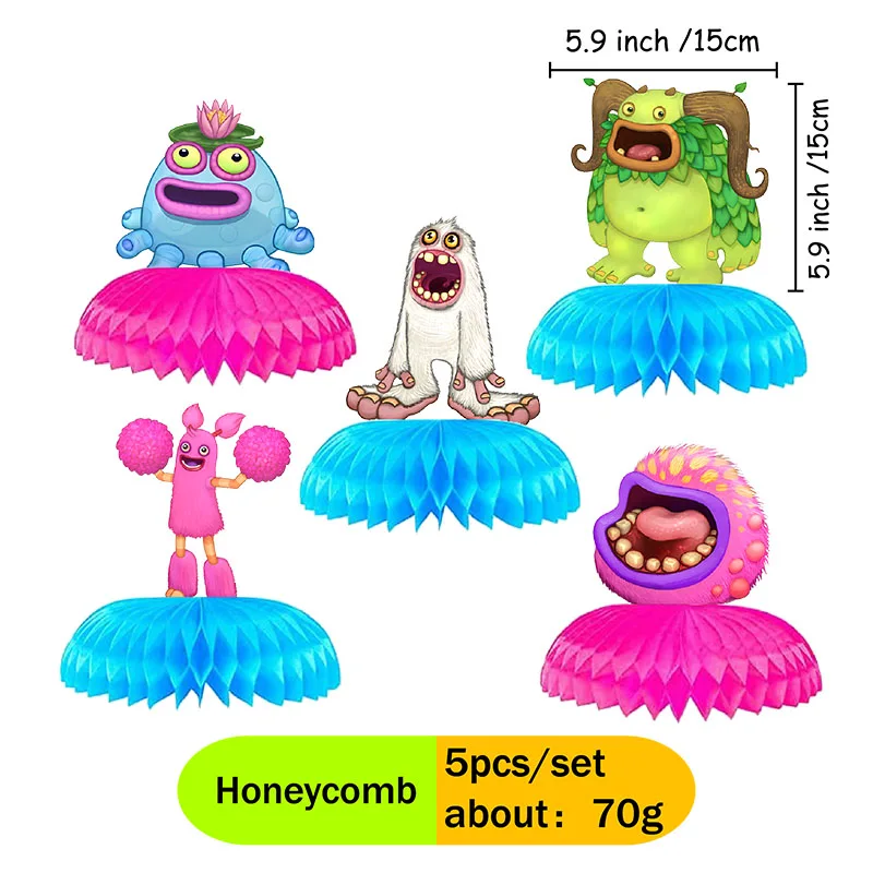 My Singing Monsters Cartoon Animation Theme Cake Flag Swirls Straw Happy Birthday Party Decor Favor Decoration Suplies