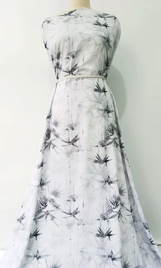 1 meter X 1.4 meter Bamboo Leaf Material Fabric Printed Rayon Viscose
