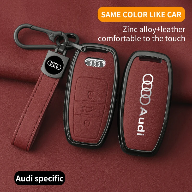 Metal Alloy Car Key Case Cover for Audi A4 A5 A6 A7 A8 Quattro Q8 Q5 S6 S7 S5 S4 RS6 RS7 Key Shell Protection Accessories