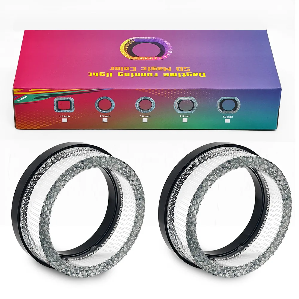 1PC/2PCS 5D Crystal Angel Eyes Mask LED Halo Rings 2.5