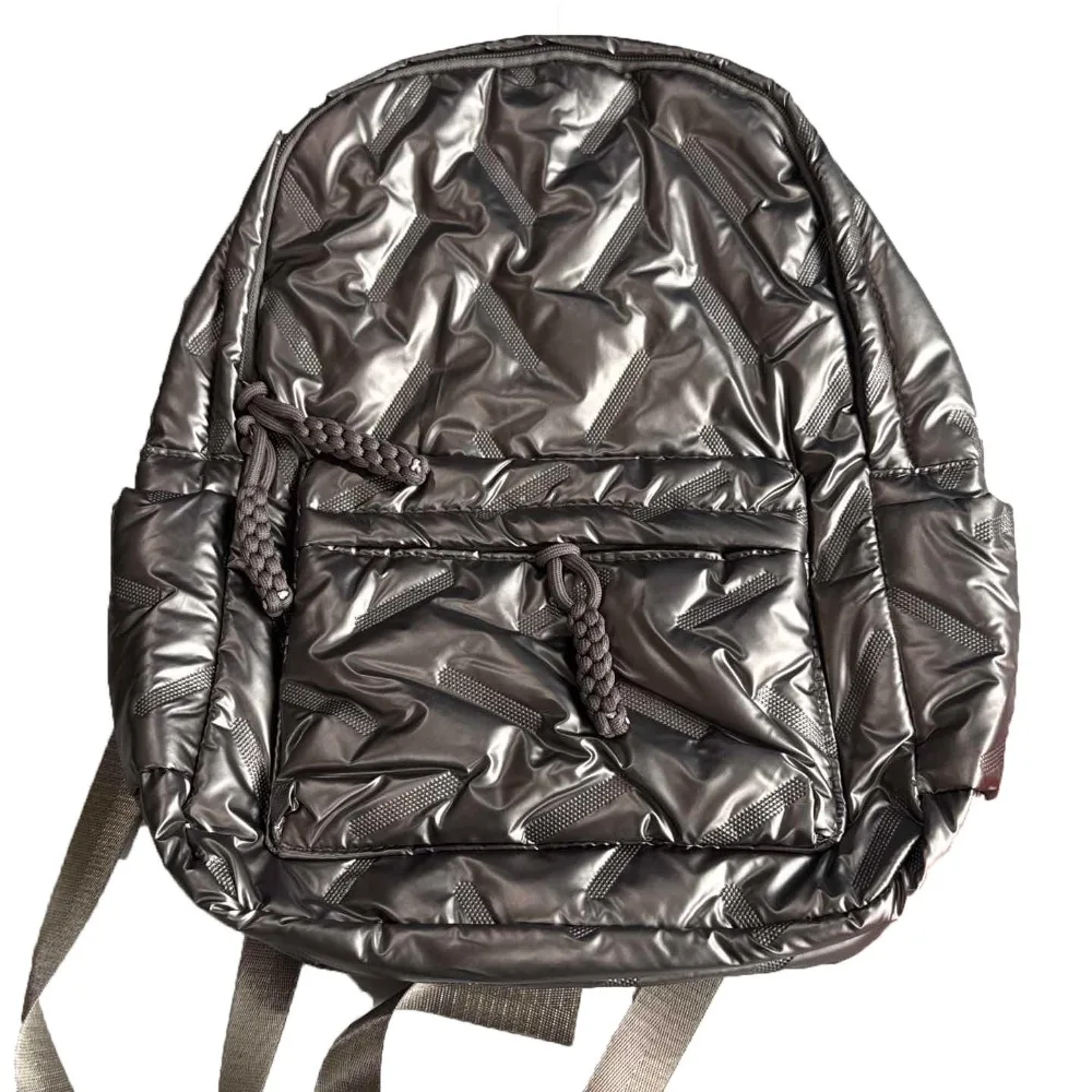 

Fashion Solid Color Space Cotton Backpack Cloud Nylon Bubble Shoulder Bag Knapsack Pleated Student Schoolbag Daily