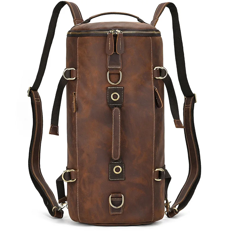 

Genuine leather backpack for both men and women, single shoulder dual-purpose travel bag, first layer cowhide casual duffel bag