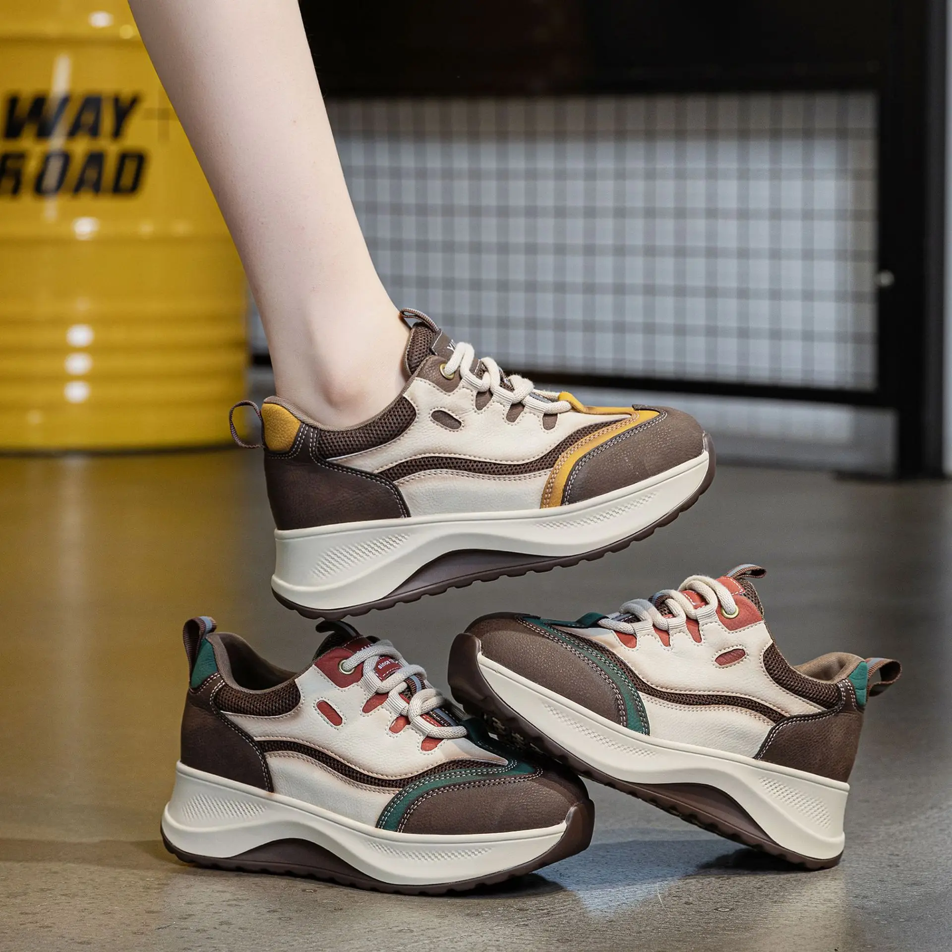 5 سنتيمتر 2 بوصة النساء أحذية رياضية مكتنزة جلد طبيعي النساء حذاء كاجوال منصة أحذية رياضية مريحة أحذية الشتاء الدافئة #4