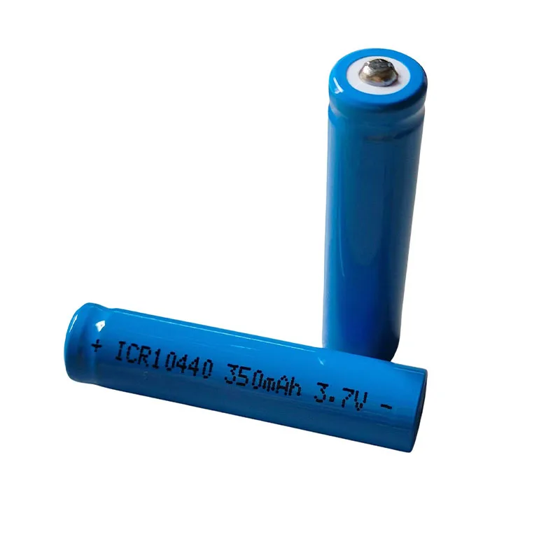 10440 AAA rozmiar 3.7V 350mAh ICR10440 akumulator litowo-jonowy z końcówkami guzików na latarkę