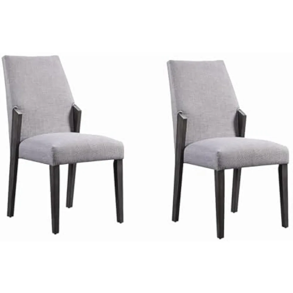 

Modern Dining Chairs Set of 2,Upholstered Kitchen Chairs, Armless Low Back and Wood Legs Dining Chairs with Gray Oak Finish