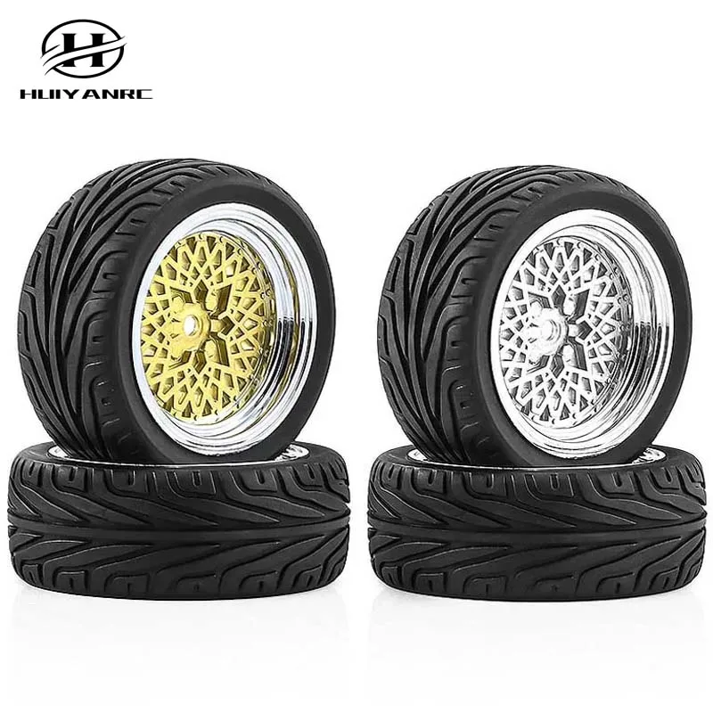 4 Pcs  64mm RC rally racing tires drift tires FW06 Tamiya TT01 TT02 XV01 1/10 RC racing upgrade parts wheel hub tires