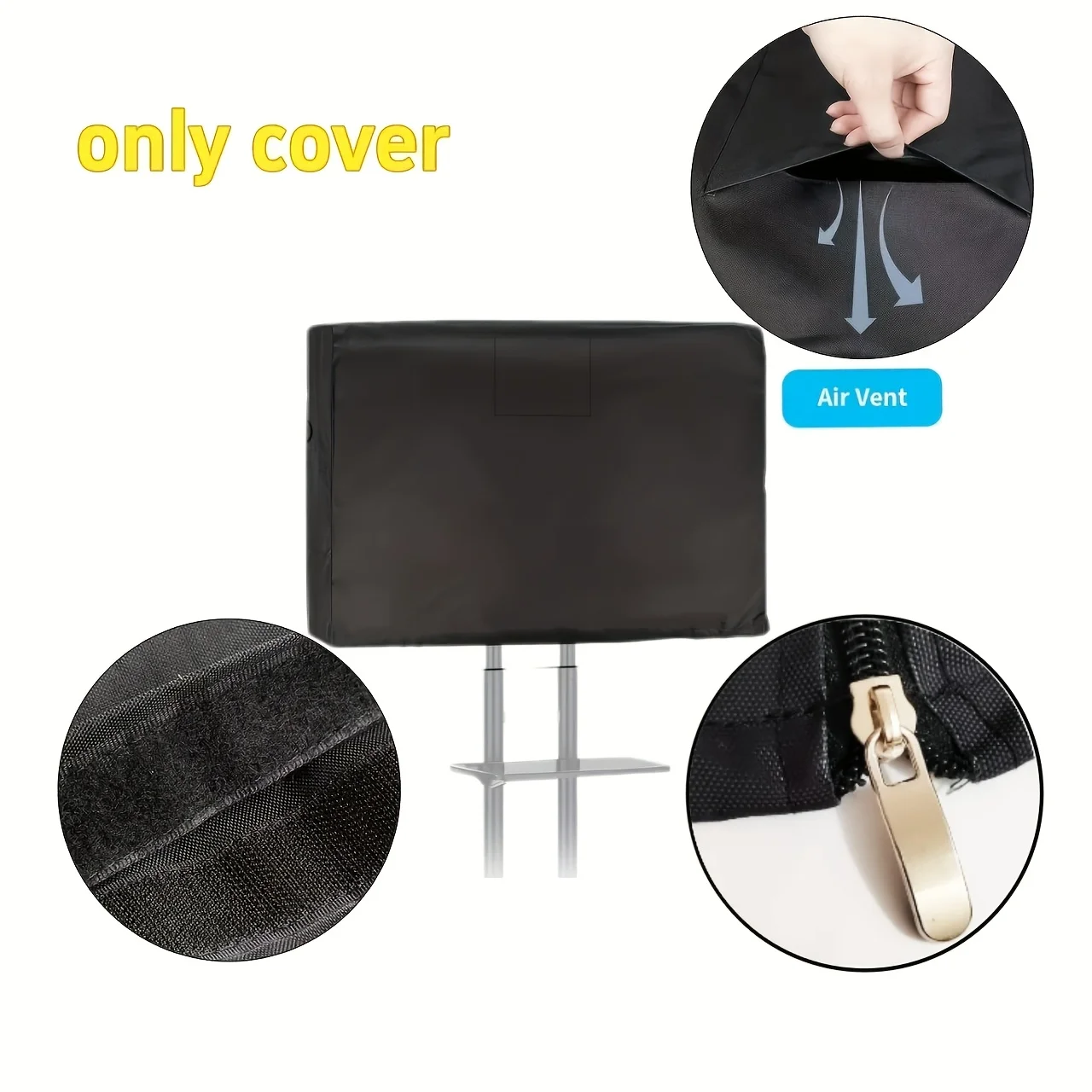 Heavy-Duty Outdoor TV Mount Cover, PU Coated Nylon Frame Oxford Fabric, Zipper Closure for RV Boat ATV TV Systems (Cover Only)