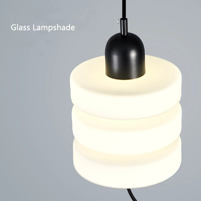 Imagem -04 - Lustre Interior Led Ajustável Lâmpadas Pingente Preto Arandelas de Vidro Quarto Moderno Luz de Cabeceira ac 220v