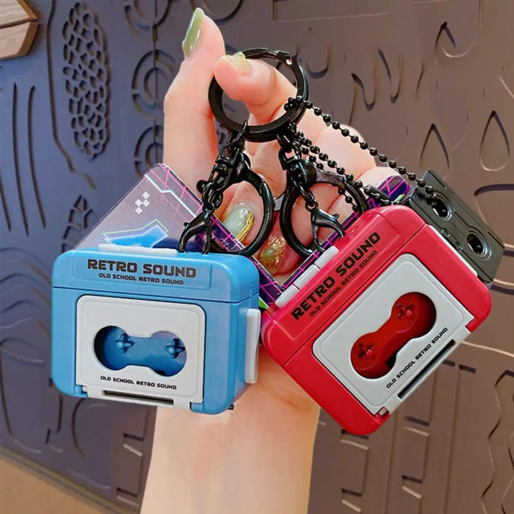 Cartoon Recorder Keychain Tape Music Retro Bag Charm Elaborate Design Three-dimensional Modeling Car Key Rings Small Gift