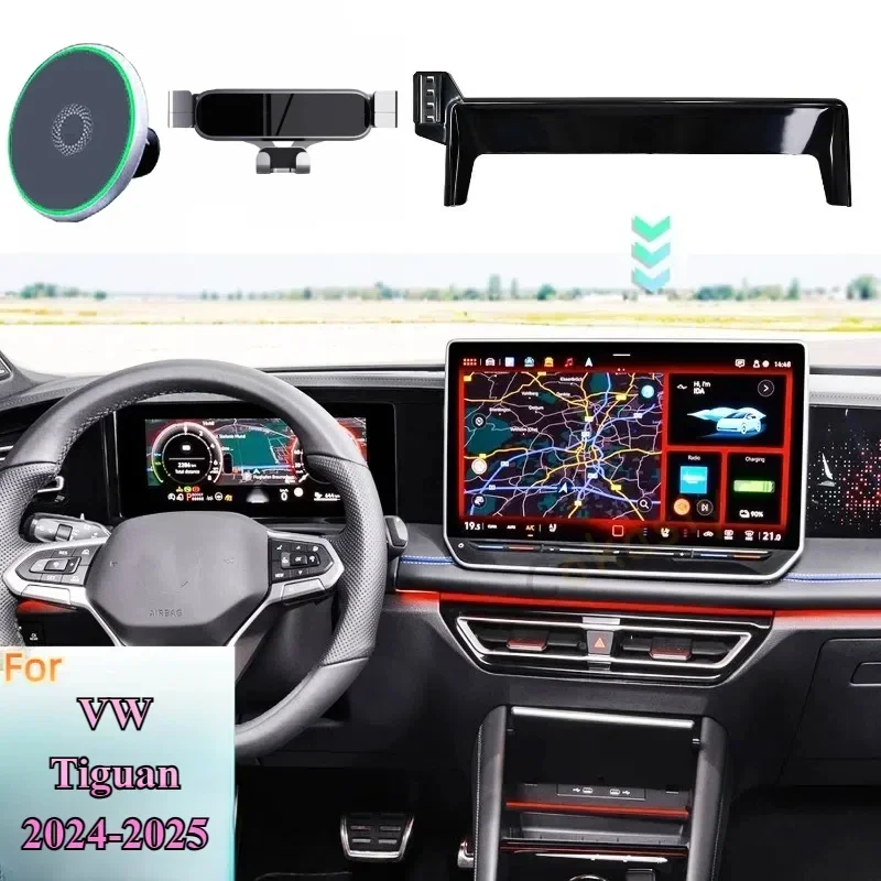 

Для Volkswagen Tiguan 2024 2025 держатель телефона автомобильный магнитный MagSafe беспроводная зарядка крепление для мобильного телефона 15 "экран фиксированное основание