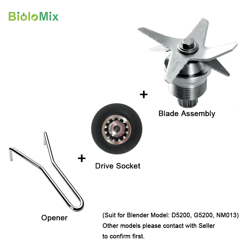 Image of Ersatzteile für Mixer, gehärtete Edelstahl-Misch- und Schneidklingen mit sechs gezahnten Klingen, Messer, Antriebsbuchsenöffner, komplette Baugruppe