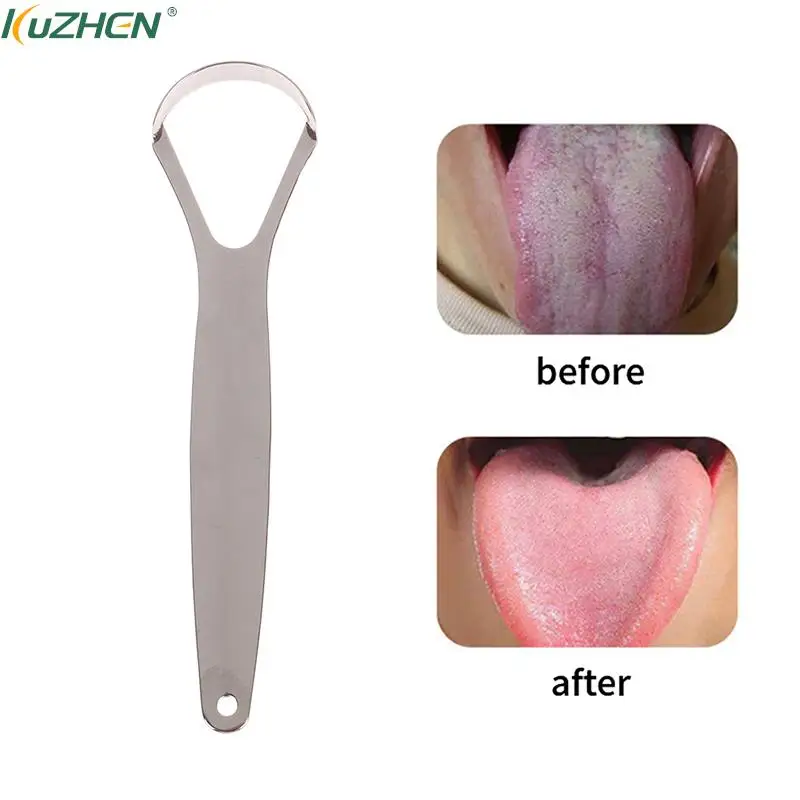 Raspador de lengua para adultos, limpiador profesional para eliminar el mal aliento, cepillo de lengua de Metal de acero inoxidable, herramienta de limpieza de aliento fresco