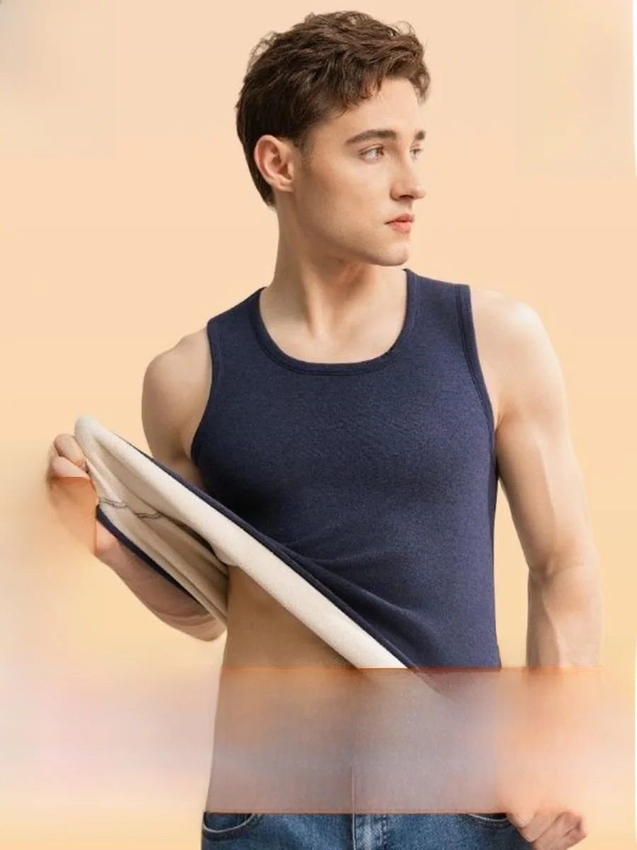 

Утепленный флисовый жилет для мужчин, базовый слой, зимний топ, модный городской стиль, жилет с круглым вырезом для мужчин среднего возраста