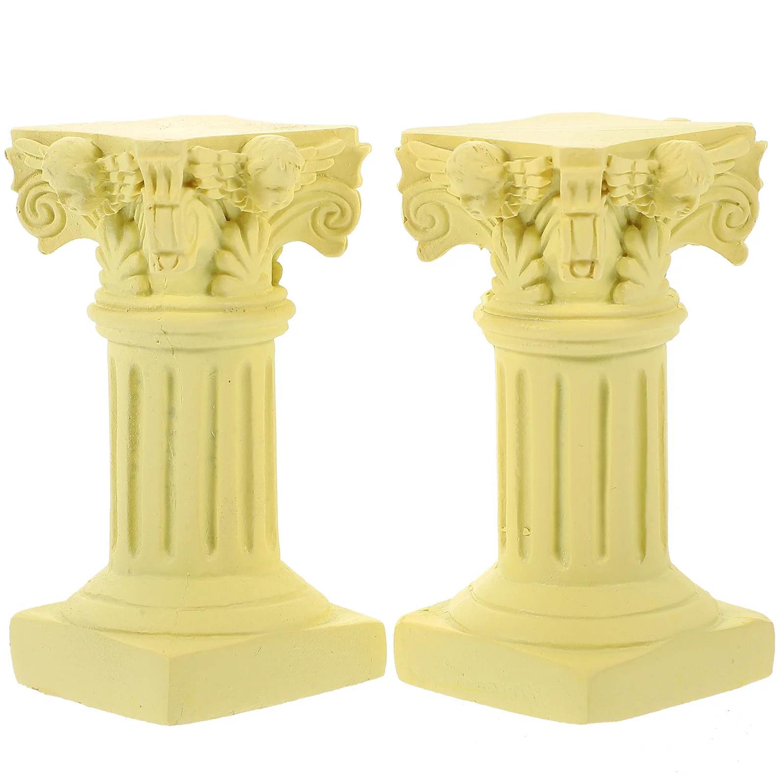 

2Pcs Roman Style Resin Holders Vintage Pillar Stand Wedding Table Centerpiece Candlestick Holder