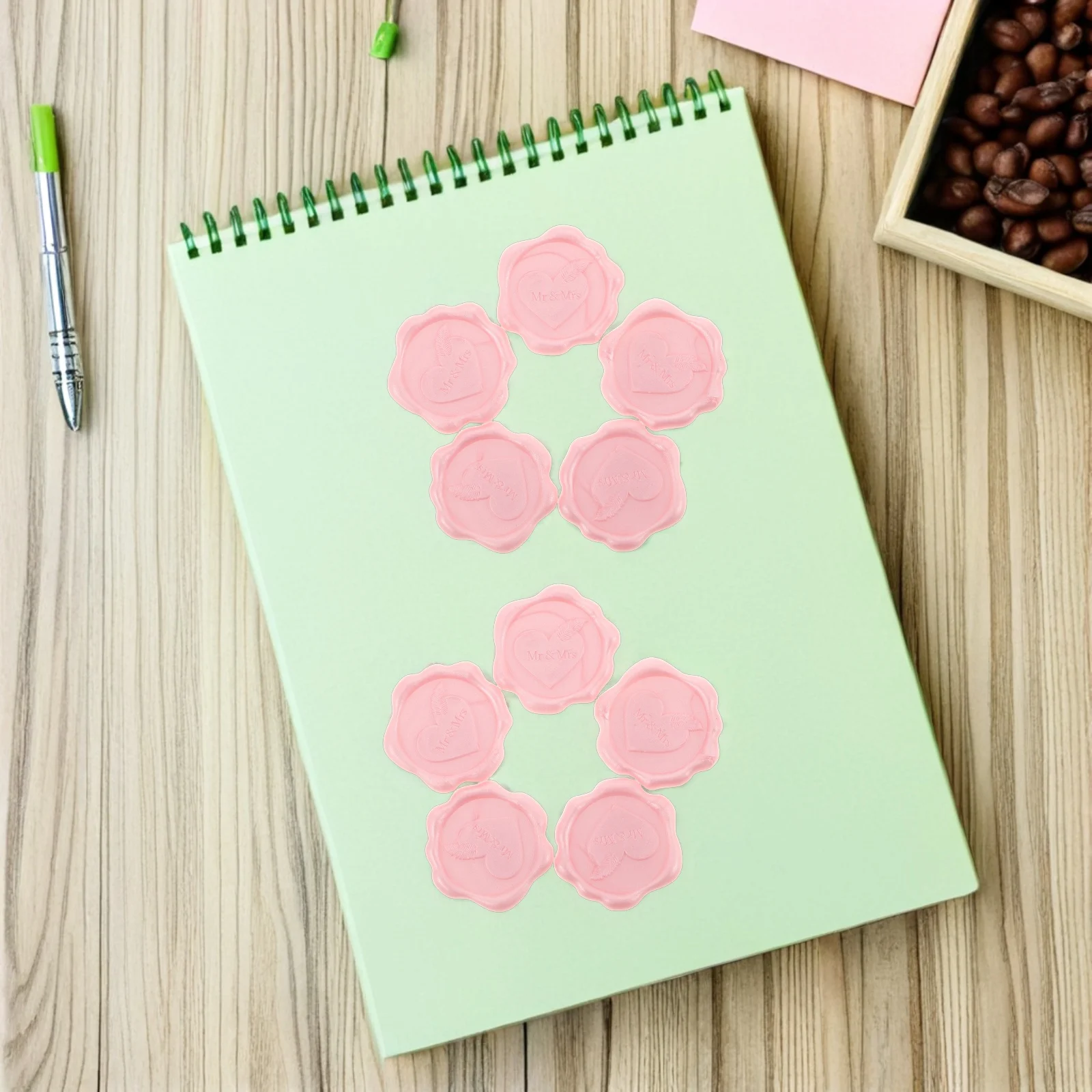50Pcs Heart Pattern Wedding Wax Seals Self Adhesive Stickers for Invitations Envelopes Holiday Cards Wrapping Decorations