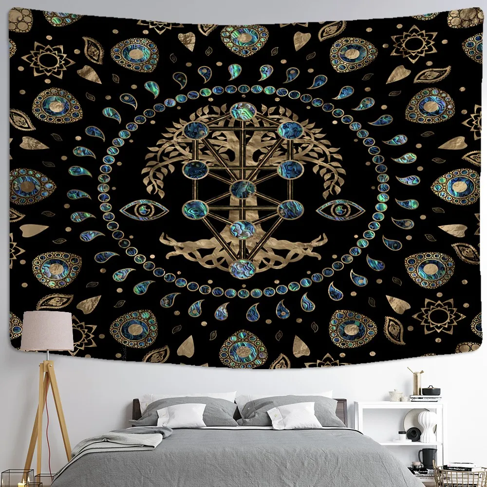 VIKAMA Mystic Geometric Tapestry Marble Pattern Bedroom Headboard Feature Wall Living Room Decor Light Luxury Home Furnishings