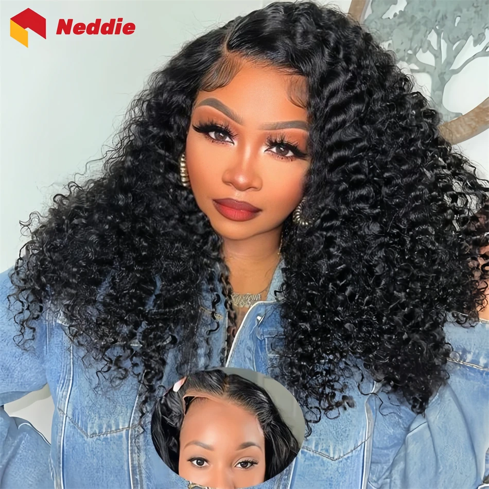 200 Density 30 Inch Curly Glueless Wig Black Colored 4x4 5x5 Hd Lace Front 100% Human Hair Brazilian Wigs Ready to Wear on Sale