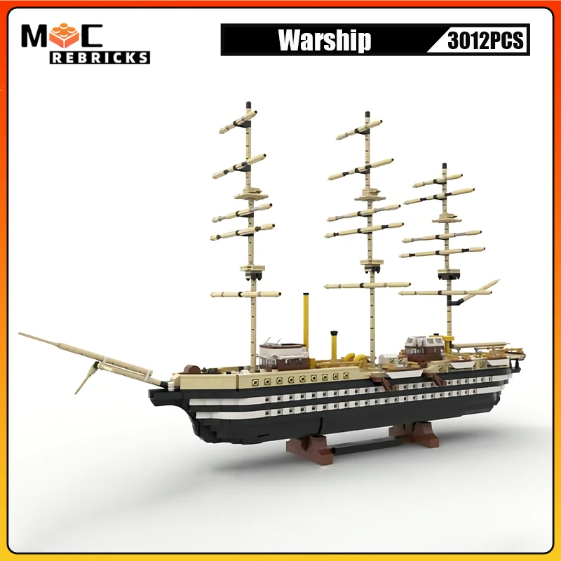 

MOC Building Blocks Famous Training Ship Military Warship High-tech Cruiser Creative Technology Assembly Model Kid's Bricks Toys