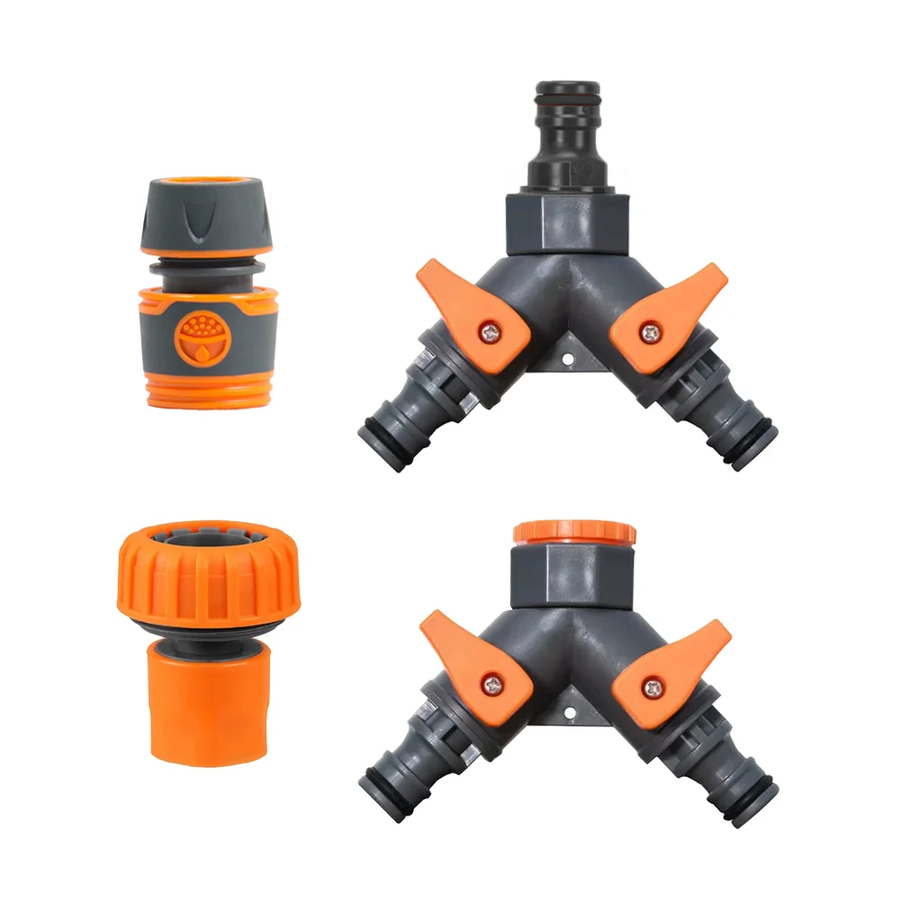 

2-Way Garden Tap Water Splitter 1/2" 3/4" Female Thread Garden Hose Y Type Watering Controller With Valve for Drip Irrigation