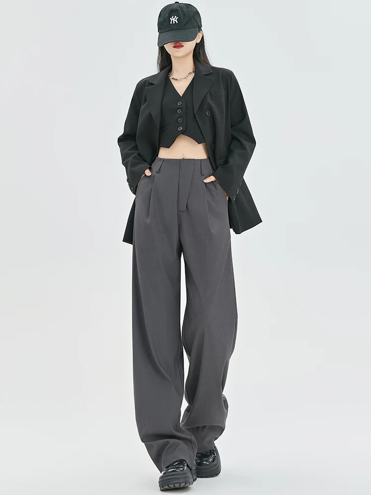 

Женские широкие брюки Deep ey: свободные повседневные брюки-костюмные, прямые, длинные, с эффектным дизайном