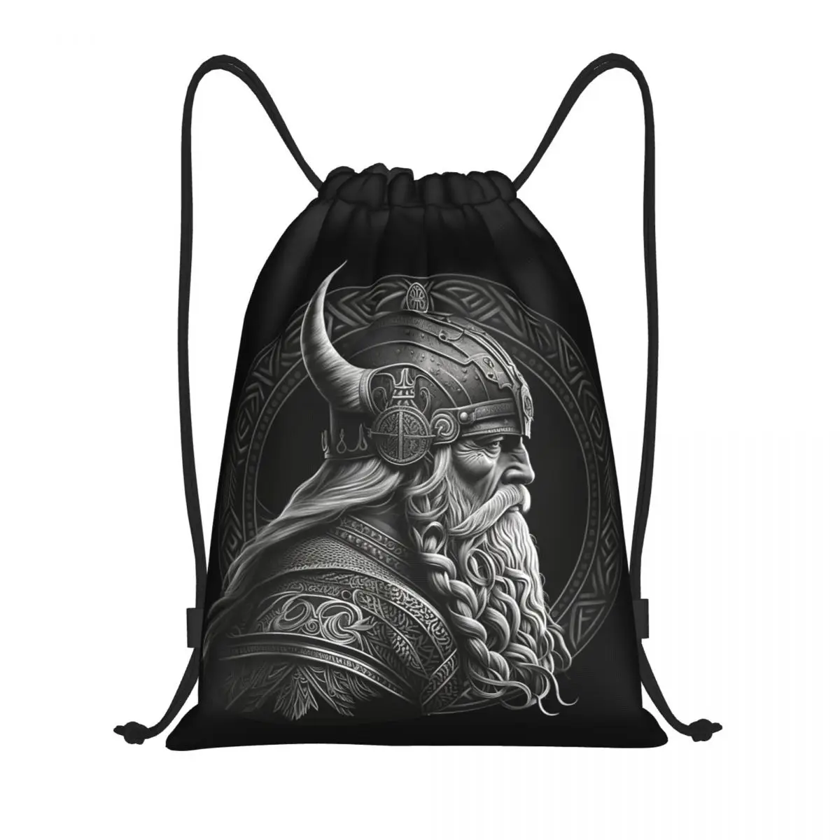 Viking God Odin In Thought Drawstring Backpack Women Men Sport Gym Sackpack Portable Nores Mythology Training Bag Sack